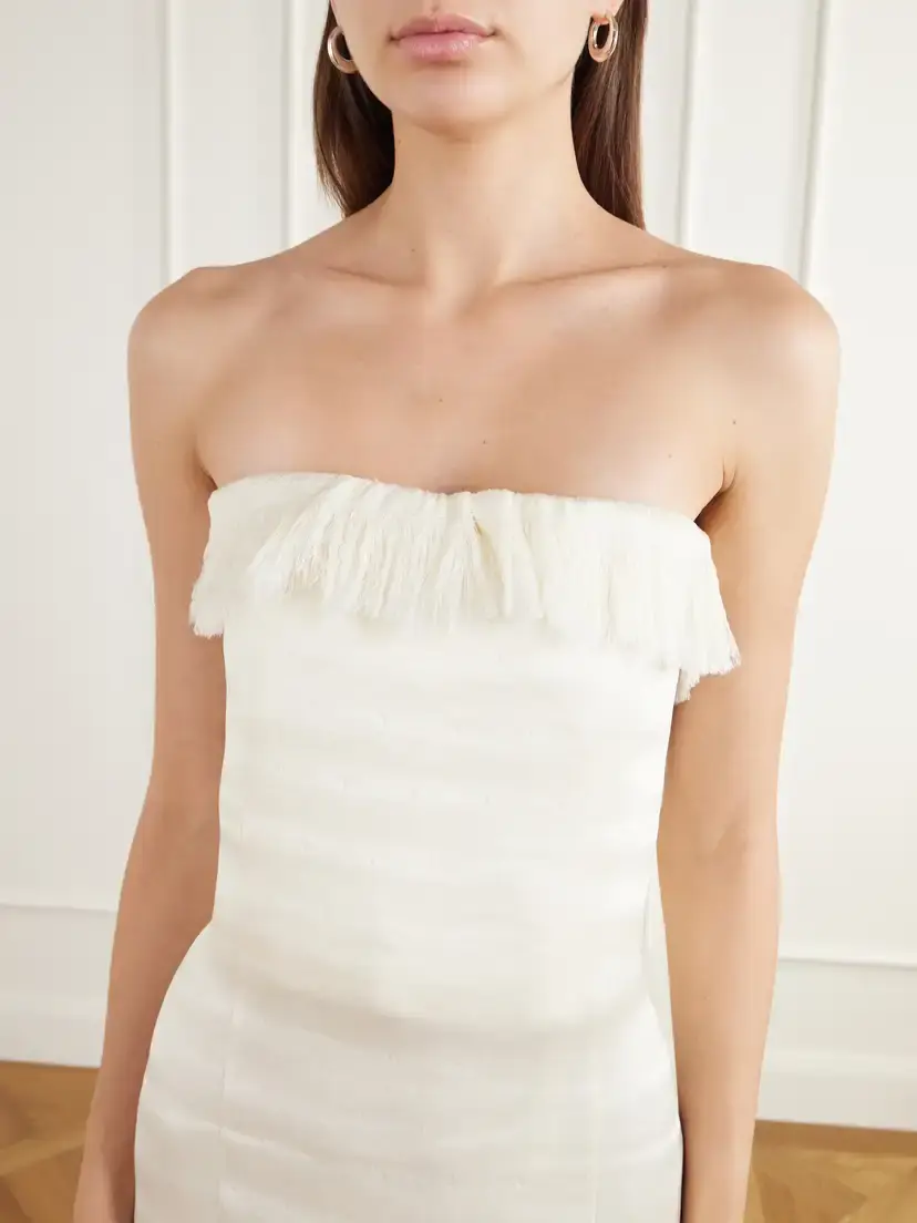 FFORME Paloma Strapless Fringe-trimmed Cotton-blend Voile Maxi Dress | Thumbnail 4