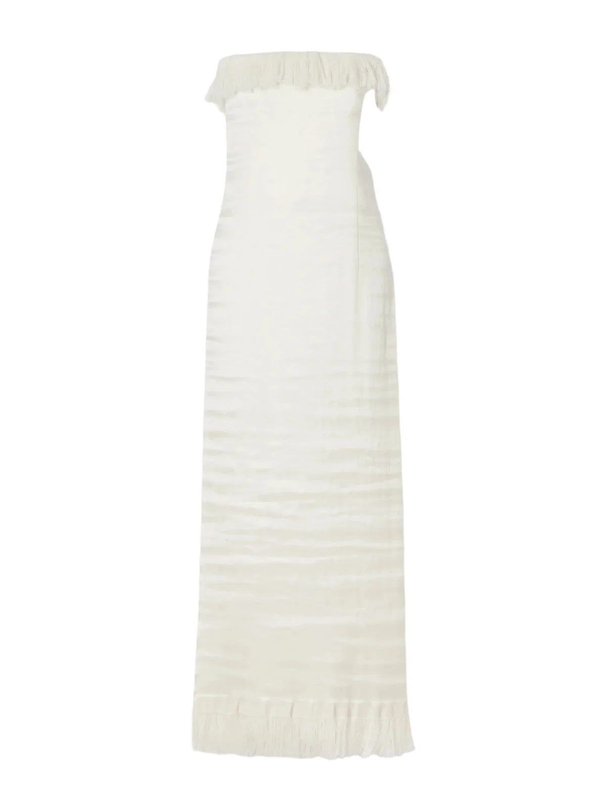 FFORME Paloma Strapless Fringe-trimmed Cotton-blend Voile Maxi Dress