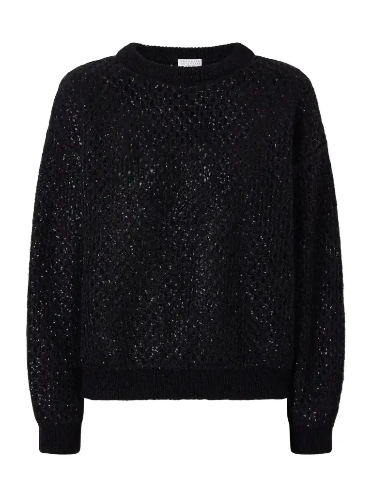 Sequin-embellished Open-knit Mohair-blend Sweater Sequin-embellished Open-knit Mohair-blend Sweater
