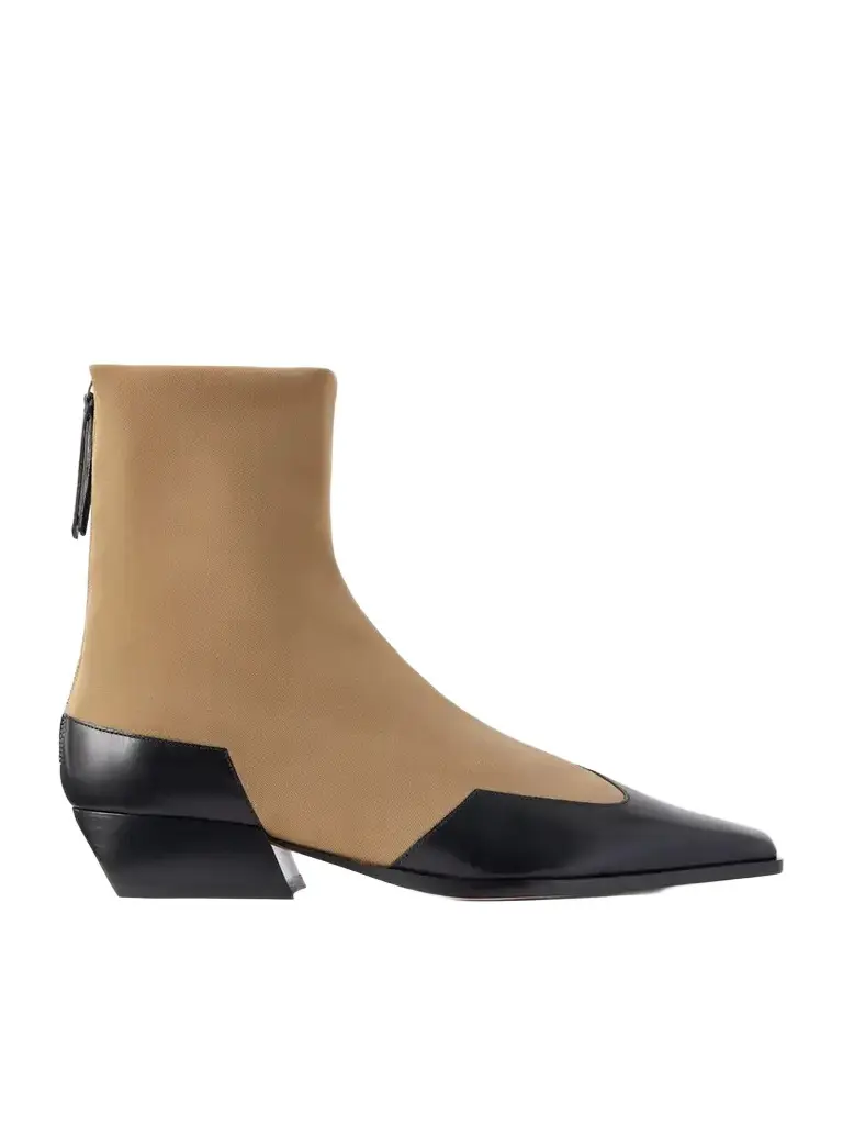 Western Minori Leather-trimmed Stretch-grosgrain Ankle Boots Western Minori Leather-trimmed Stretch-grosgrain Ankle Boots