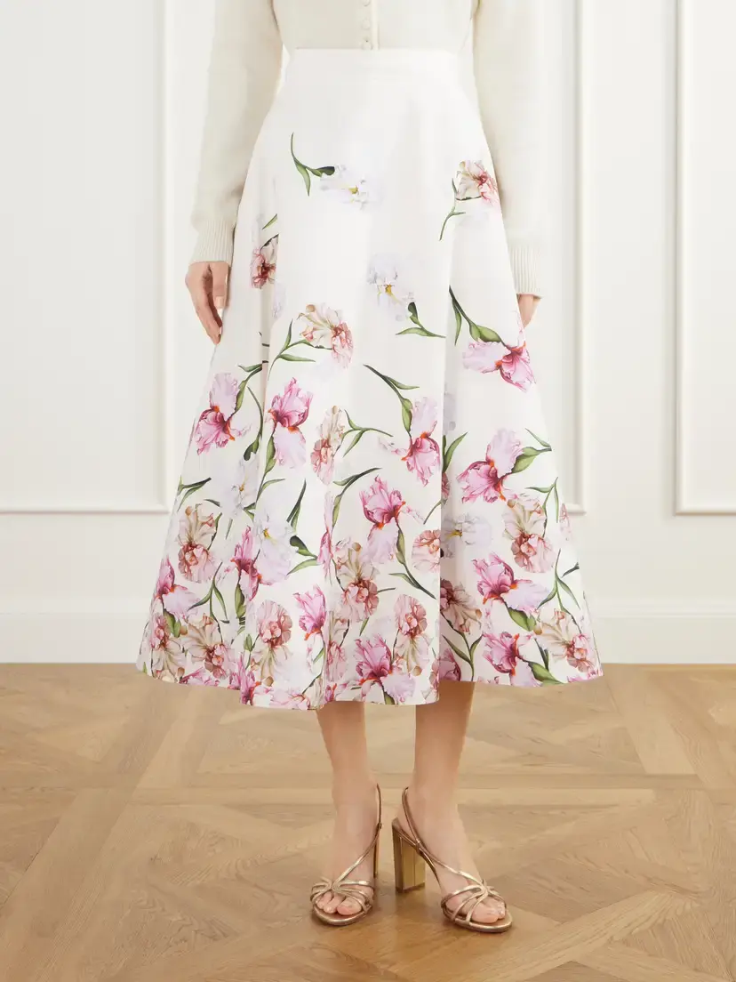 Oscar de la Renta Floral-print Cotton-blend Poplin Midi Skirt | Thumbnail 3 Oscar de la Renta Floral-print Cotton-blend Poplin Midi Skirt | Thumbnail 3