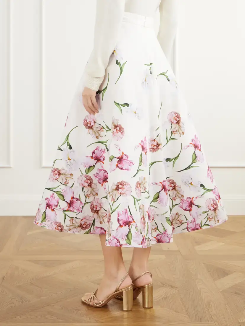 Oscar de la Renta Floral-print Cotton-blend Poplin Midi Skirt | Thumbnail 4 Oscar de la Renta Floral-print Cotton-blend Poplin Midi Skirt | Thumbnail 4
