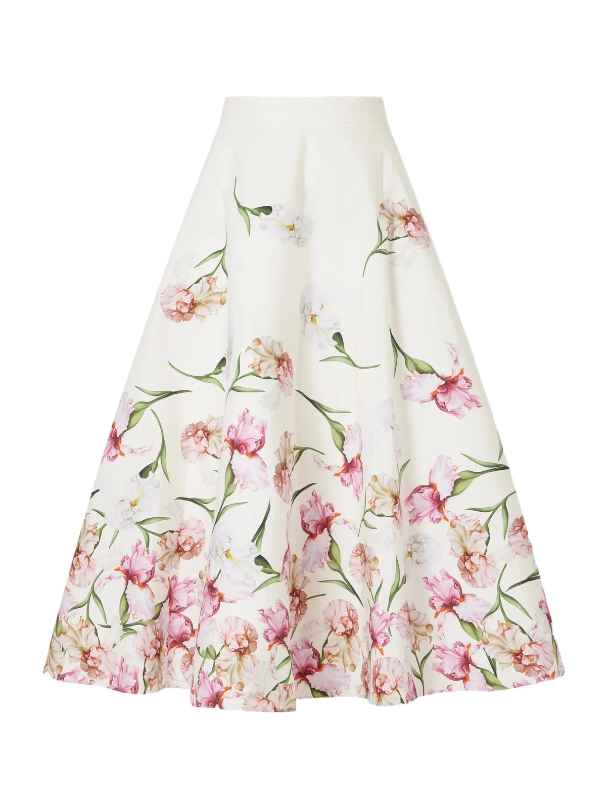 Oscar de la Renta Floral-print Cotton-blend Poplin Midi Skirt