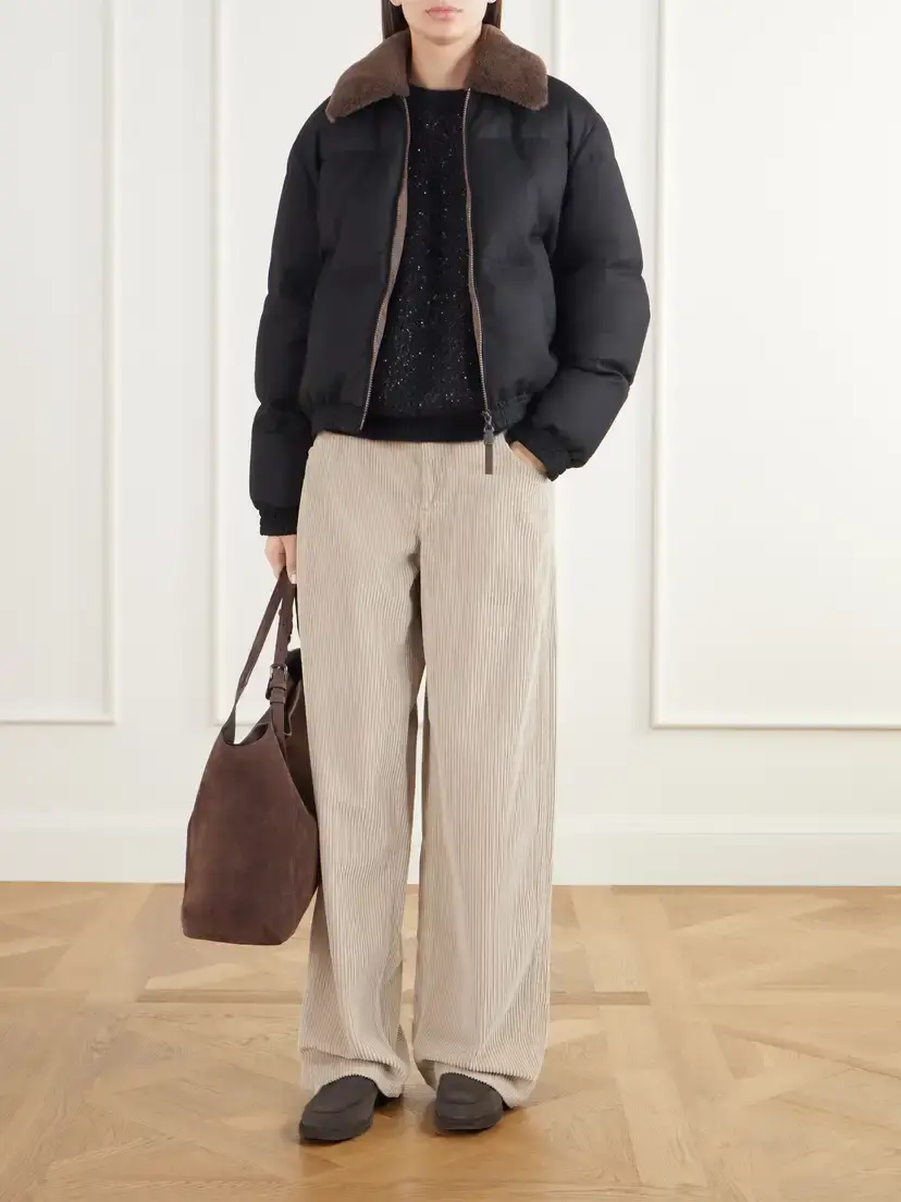 Brunello Cucinelli Quilted Shearling-trimmed Wool-twill Down Jacket | Thumbnail 2 Brunello Cucinelli Quilted Shearling-trimmed Wool-twill Down Jacket | Thumbnail 2
