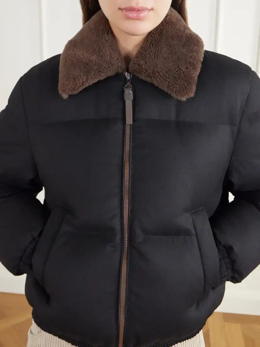 Brunello Cucinelli Quilted Shearling-trimmed Wool-twill Down Jacket | Thumbnail 5 Brunello Cucinelli Quilted Shearling-trimmed Wool-twill Down Jacket | Thumbnail 5