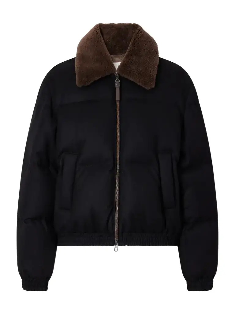 Quilted Shearling-trimmed Wool-twill Down Jacket Quilted Shearling-trimmed Wool-twill Down Jacket