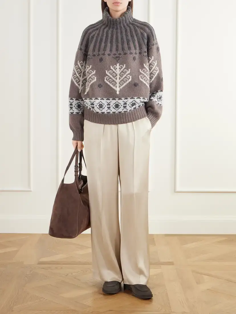Brunello Cucinelli Pleated Silk-satin Wide-leg Pants | Thumbnail 2