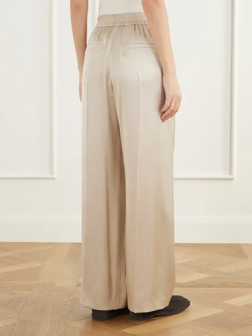 Brunello Cucinelli Pleated Silk-satin Wide-leg Pants | Thumbnail 4