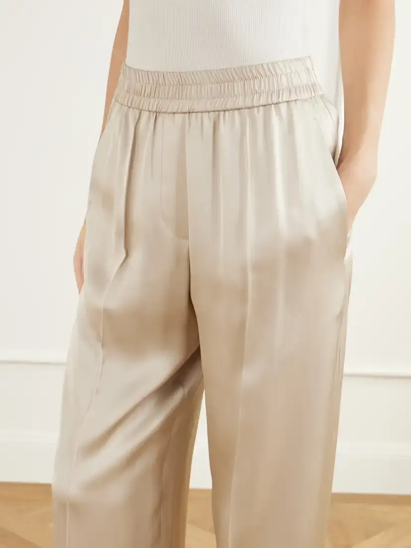 Brunello Cucinelli Pleated Silk-satin Wide-leg Pants | Thumbnail 5