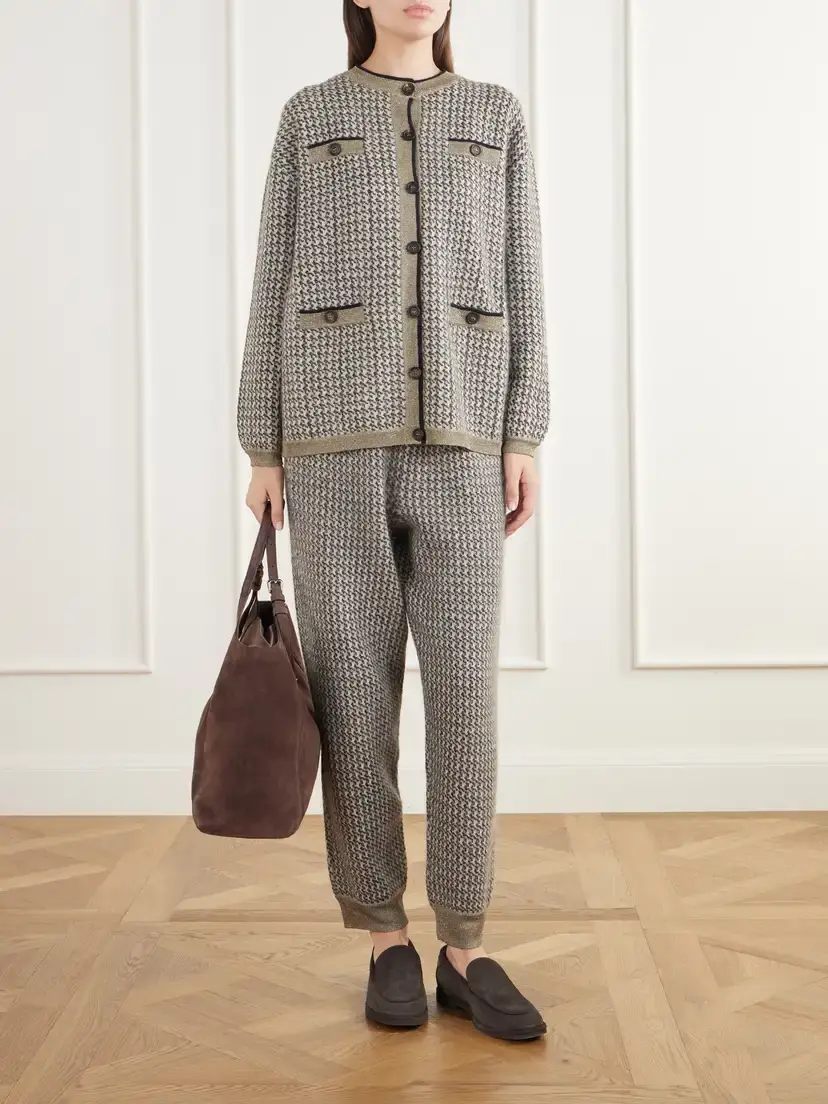 Brunello Cucinelli Rib-trimmed Houndstooth Knitted Cardigan | Thumbnail 6 Brunello Cucinelli Rib-trimmed Houndstooth Knitted Cardigan | Thumbnail 6
