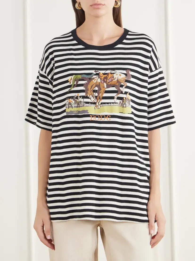BODE Rodeo Printed Striped Cotton-jersey T-shirt | Thumbnail 3 BODE Rodeo Printed Striped Cotton-jersey T-shirt | Thumbnail 3