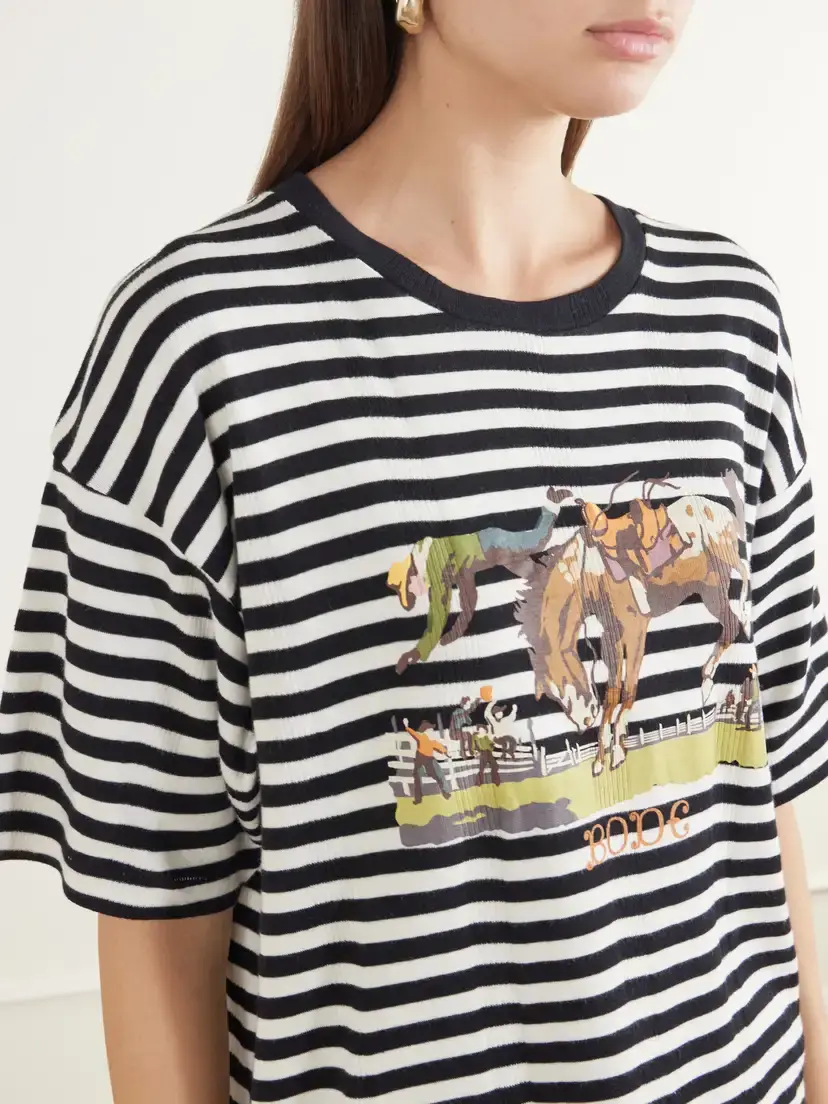 BODE Rodeo Printed Striped Cotton-jersey T-shirt | Thumbnail 5 BODE Rodeo Printed Striped Cotton-jersey T-shirt | Thumbnail 5