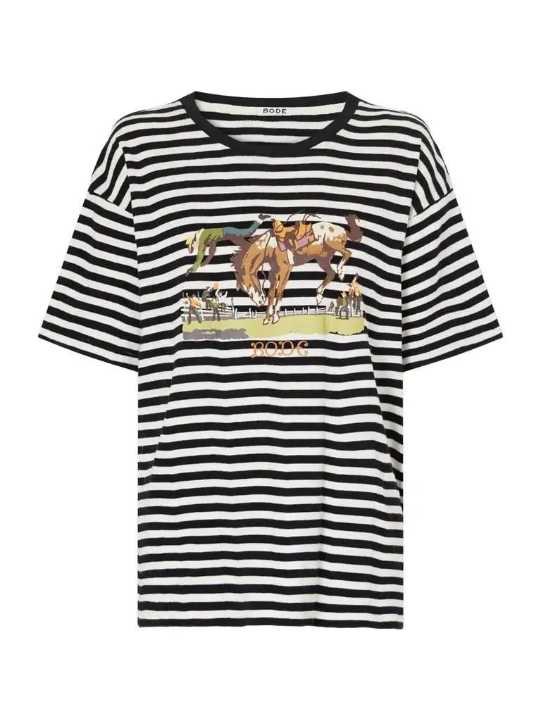 BODE Rodeo Printed Striped Cotton-jersey T-shirt