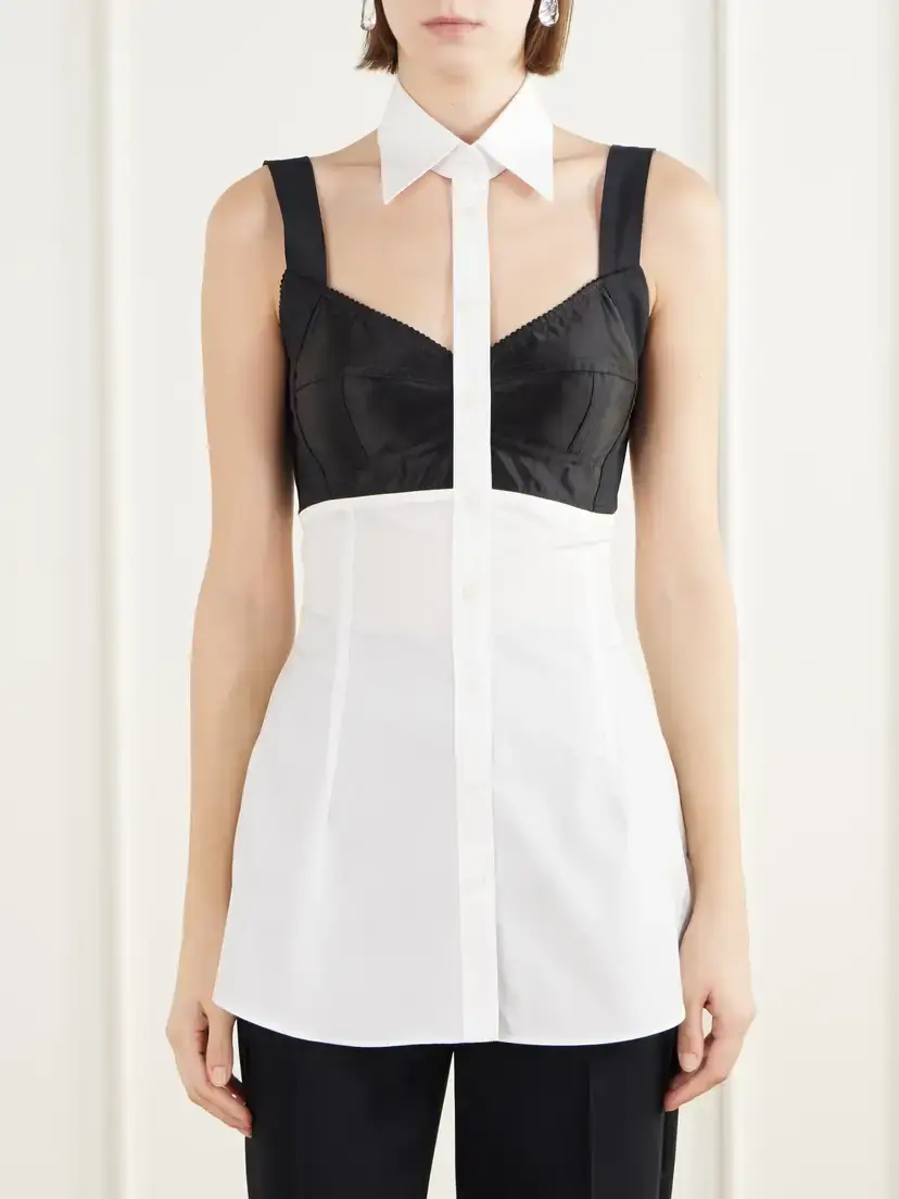 Dolce & Gabbana Deconstructed Cotton-poplin Halterneck Shirt | Thumbnail 3 Dolce & Gabbana Deconstructed Cotton-poplin Halterneck Shirt | Thumbnail 3