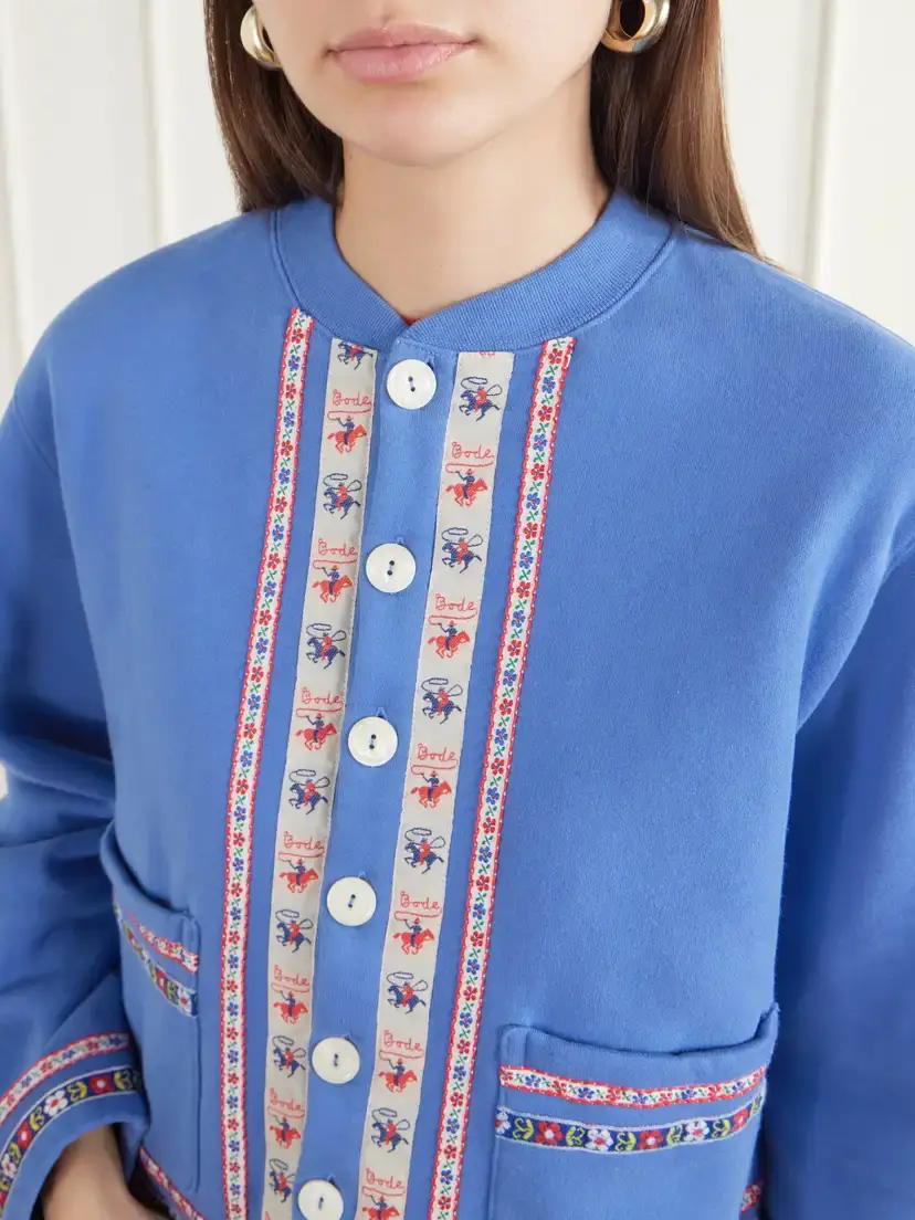 BODE Jacquard-trimmed Cotton-jersey Cardigan | Thumbnail 4