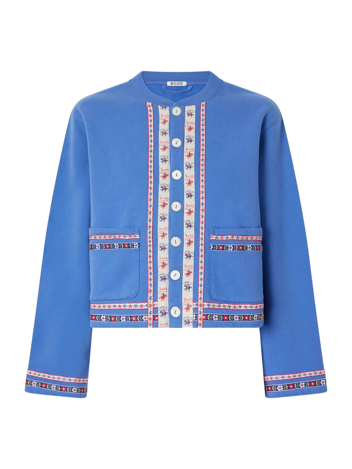 BODE Jacquard-trimmed Cotton-jersey Cardigan