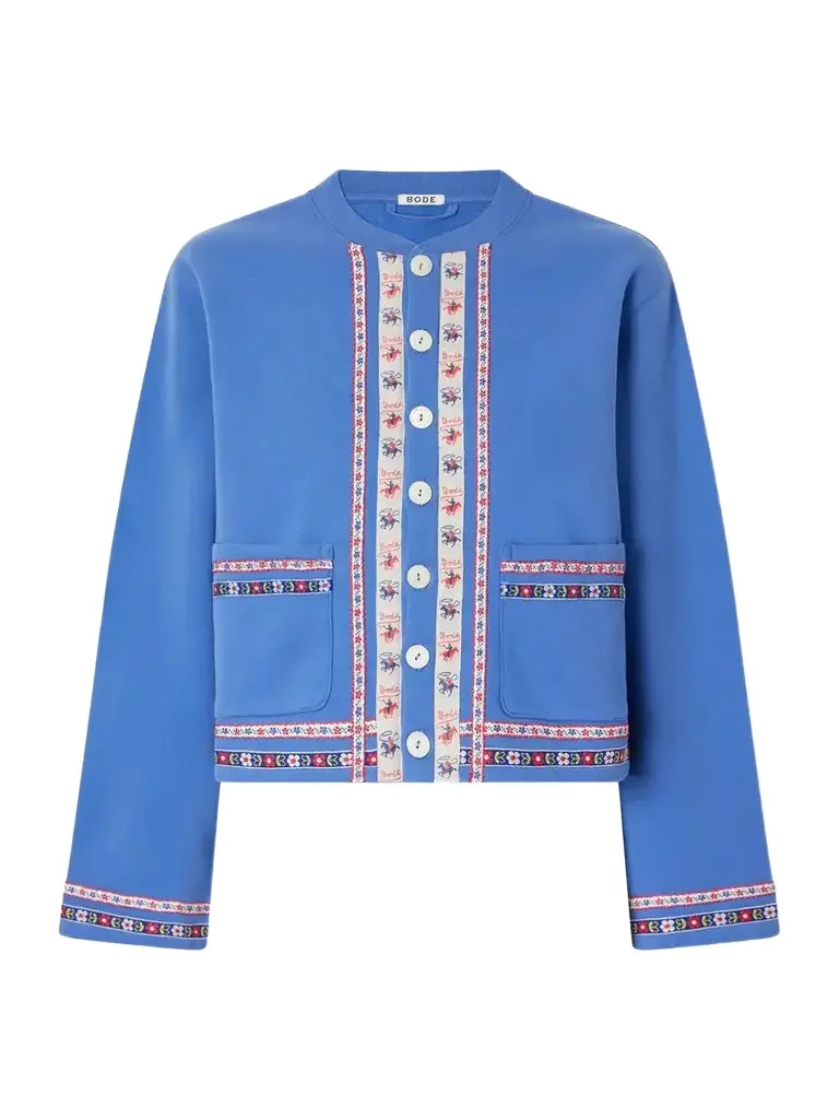 BODE Jacquard-trimmed Cotton-jersey Cardigan