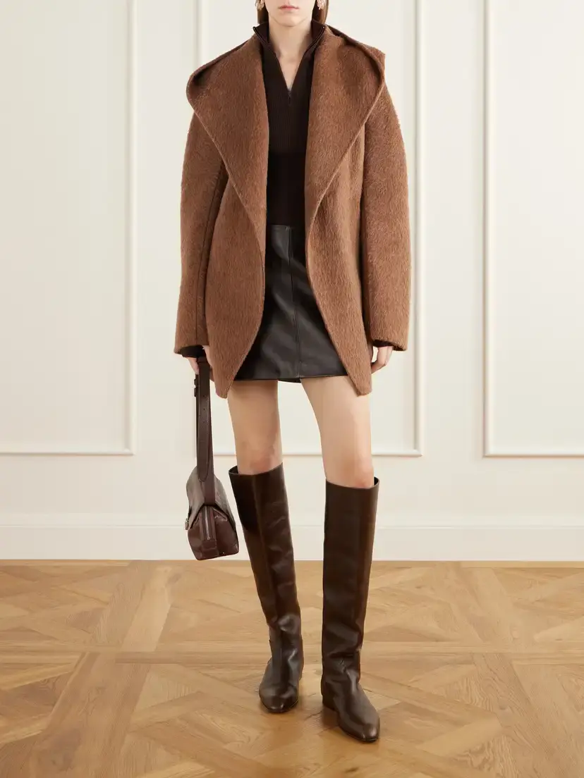 Max Mara Golf Belted Camel-hair And Mohair-blend Coat - Brown | Thumbnail 2 Max Mara Golf Belted Camel-hair And Mohair-blend Coat - Brown | Thumbnail 2