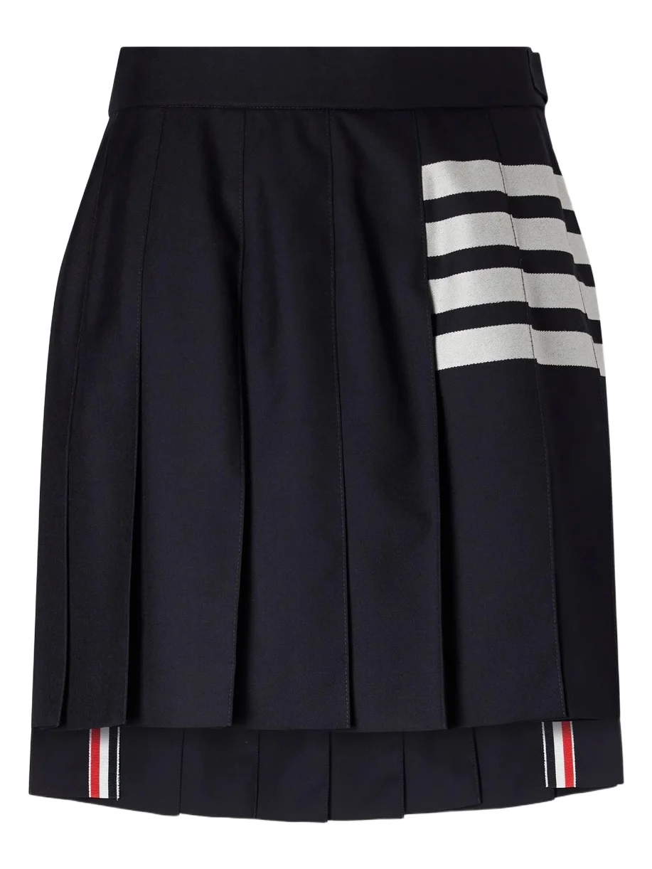 Thom Browne Pleated Asymmetric Grosgrain-trimmed Wool-gabardine Mini Skirt