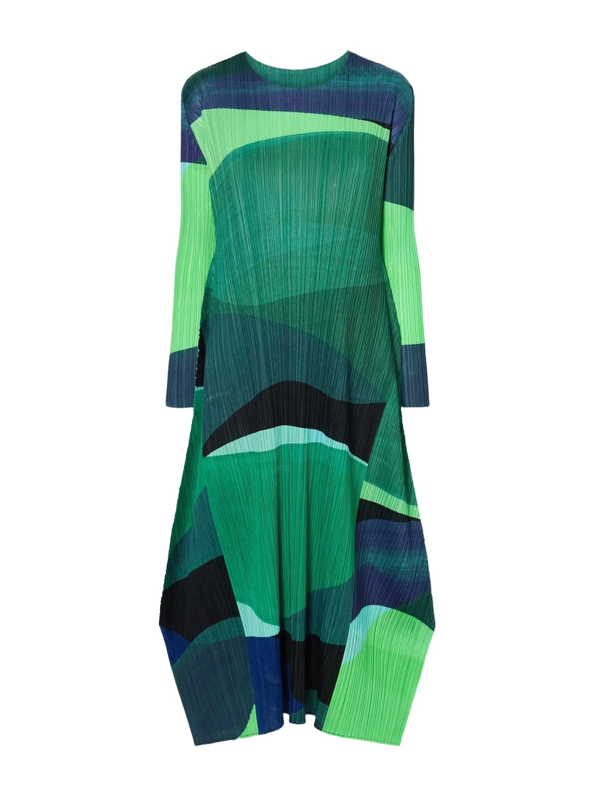 Orbit Printed Plissé Midi Dress