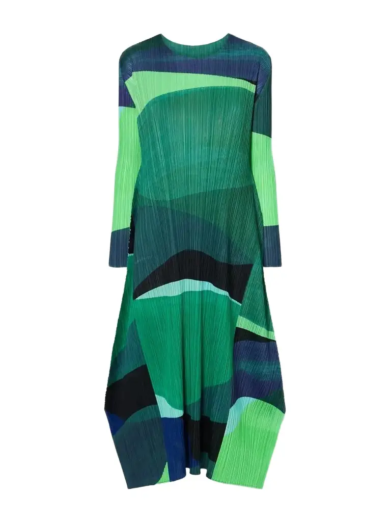 Orbit Printed Plissé Midi Dress Orbit Printed Plissé Midi Dress