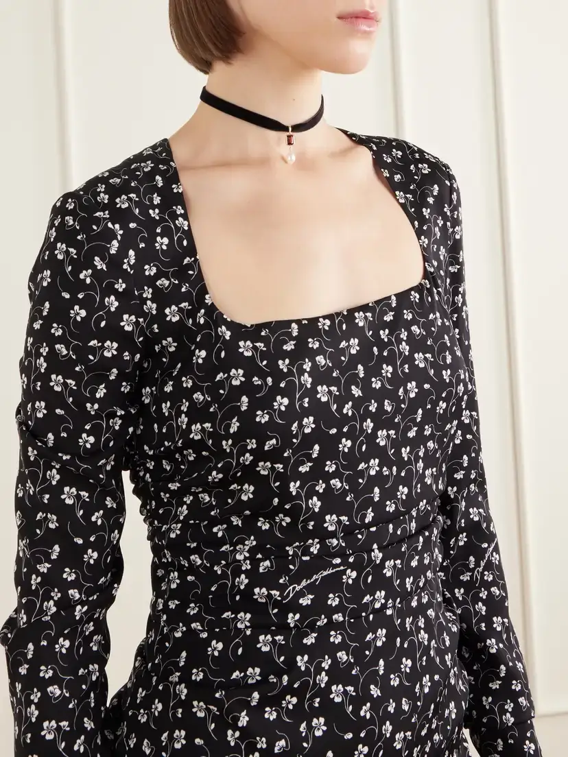 Dolce & Gabbana Floral-print Ruched Silk-blend Charmeuse Mini Dress | Thumbnail 4 Dolce & Gabbana Floral-print Ruched Silk-blend Charmeuse Mini Dress | Thumbnail 4
