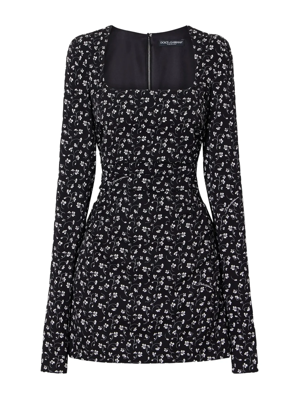 Dolce & Gabbana Floral-print Ruched Silk-blend Charmeuse Mini Dress