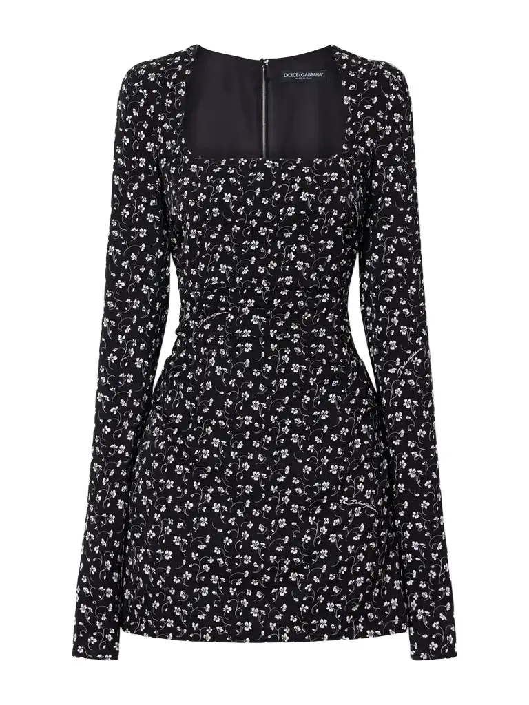 Floral-print Ruched Silk-blend Charmeuse Mini Dress