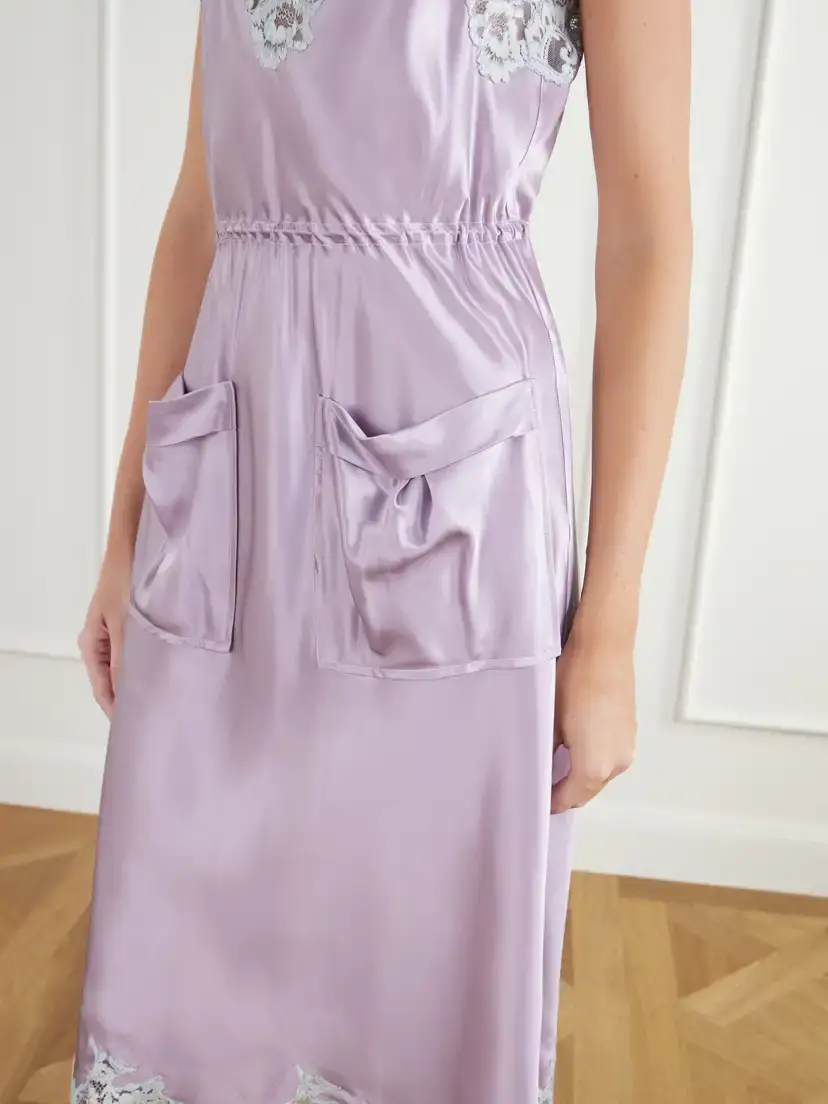 Rabanne Lace-trimmed Satin Midi Dress | Thumbnail 5