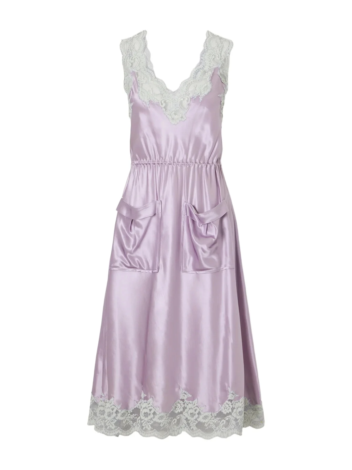 Lace-trimmed Satin Midi Dress Lace-trimmed Satin Midi Dress