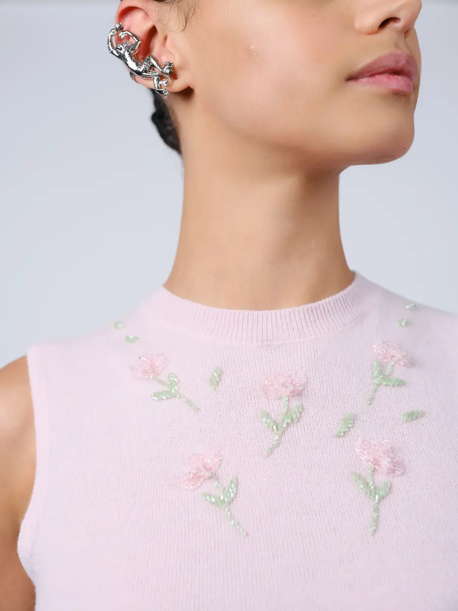 Aknvas The Dahlia tank in pink cashmere wool | Thumbnail 2