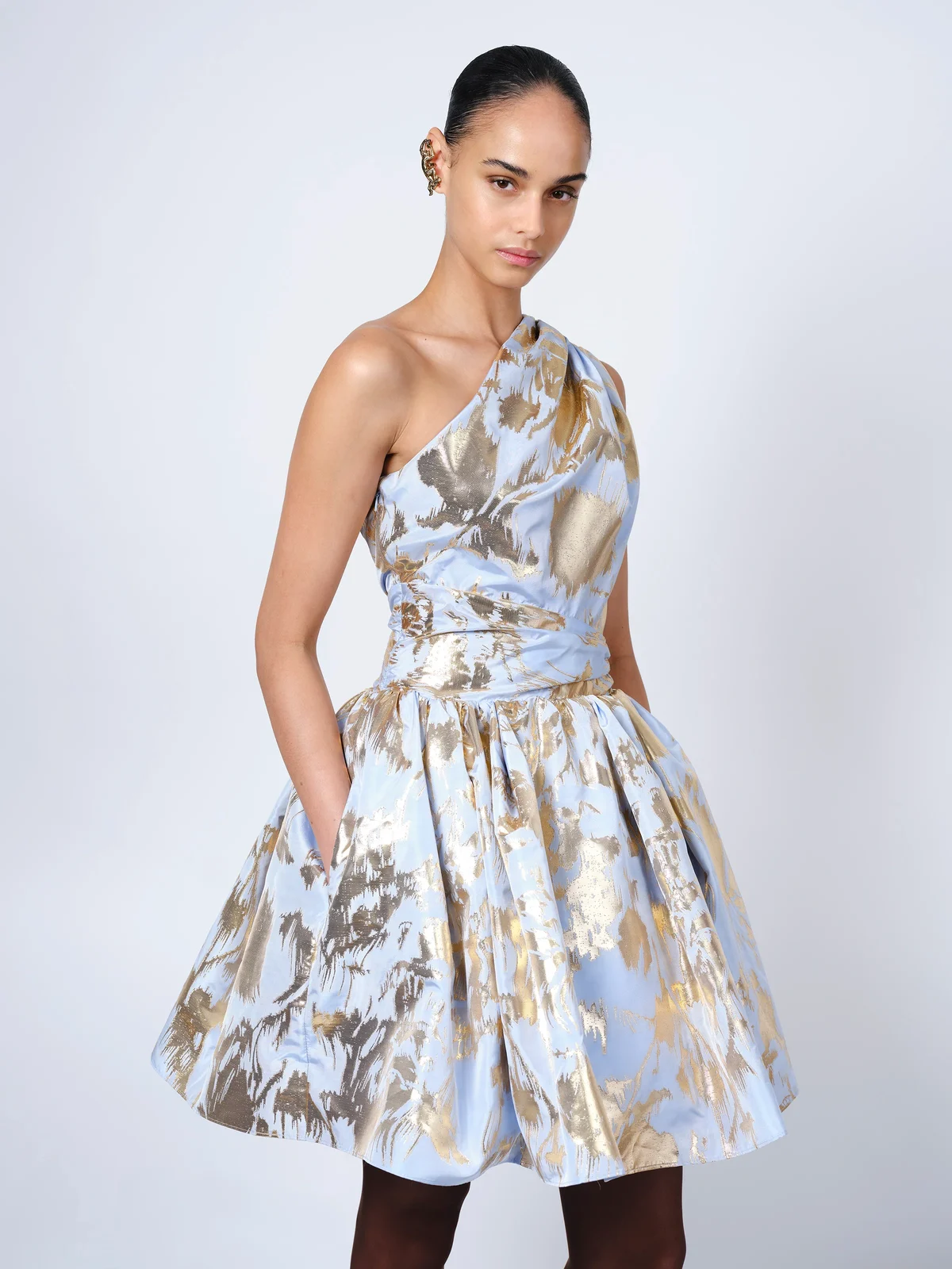 Aknvas The Paula dress in cornflower and gold