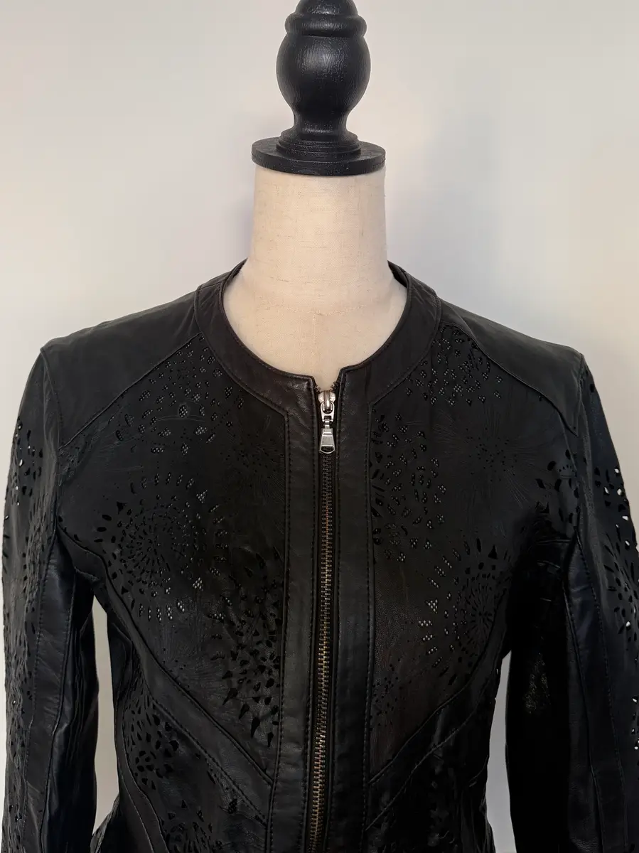 Jen Wonders Studio Cutwork Peplum Leather Jacket | Thumbnail 2