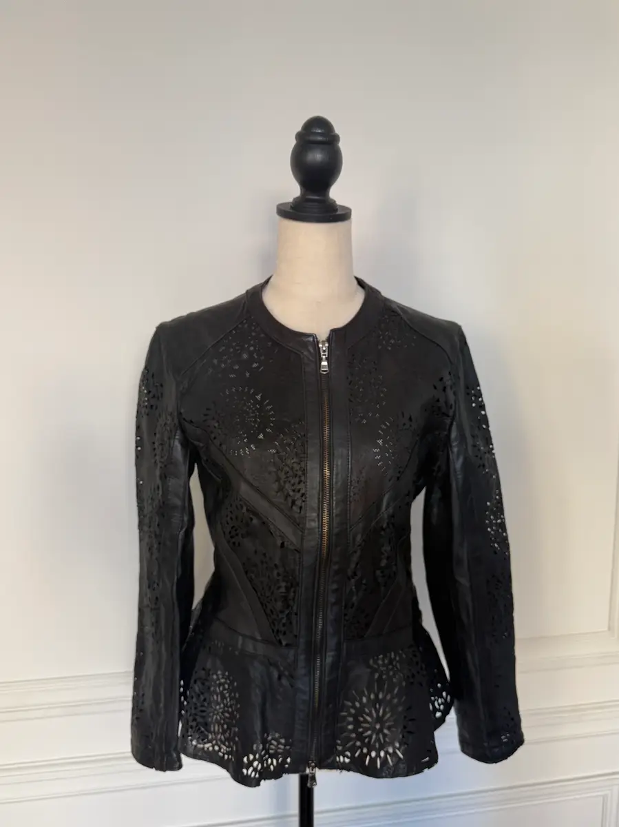 Jen Wonders Studio Cutwork Peplum Leather Jacket | Thumbnail 3