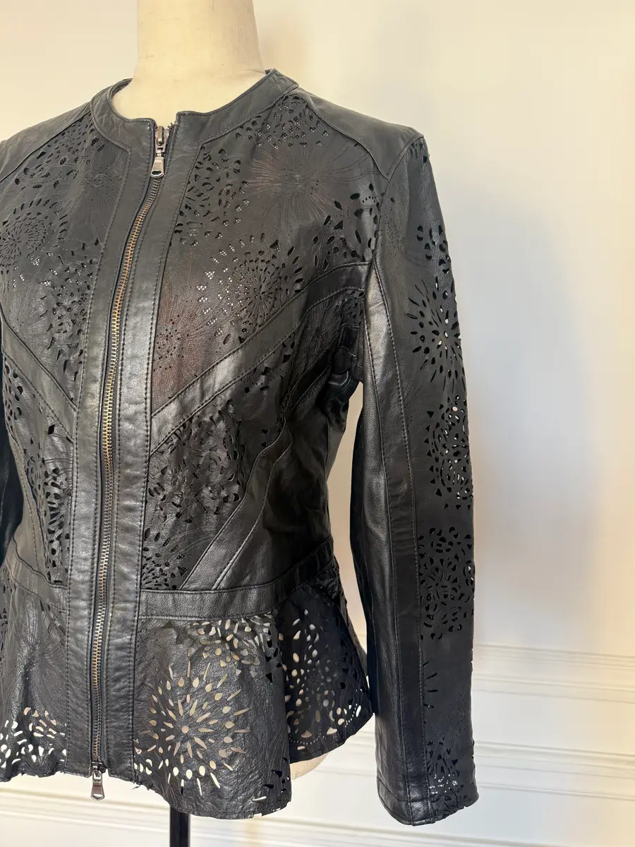 Jen Wonders Studio Cutwork Peplum Leather Jacket | Thumbnail 4
