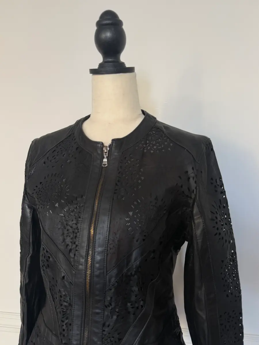 Jen Wonders Studio Cutwork Peplum Leather Jacket | Thumbnail 5
