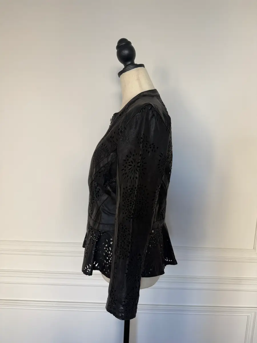 Jen Wonders Studio Cutwork Peplum Leather Jacket | Thumbnail 7