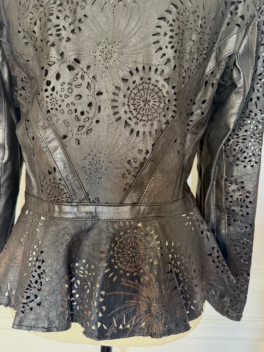 Jen Wonders Studio Cutwork Peplum Leather Jacket | Thumbnail 8