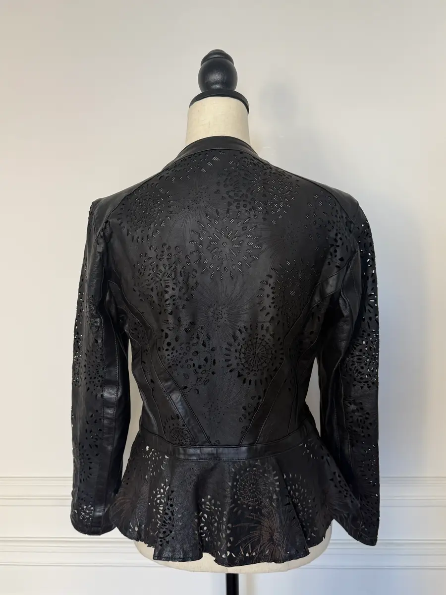 Jen Wonders Studio Cutwork Peplum Leather Jacket | Thumbnail 9