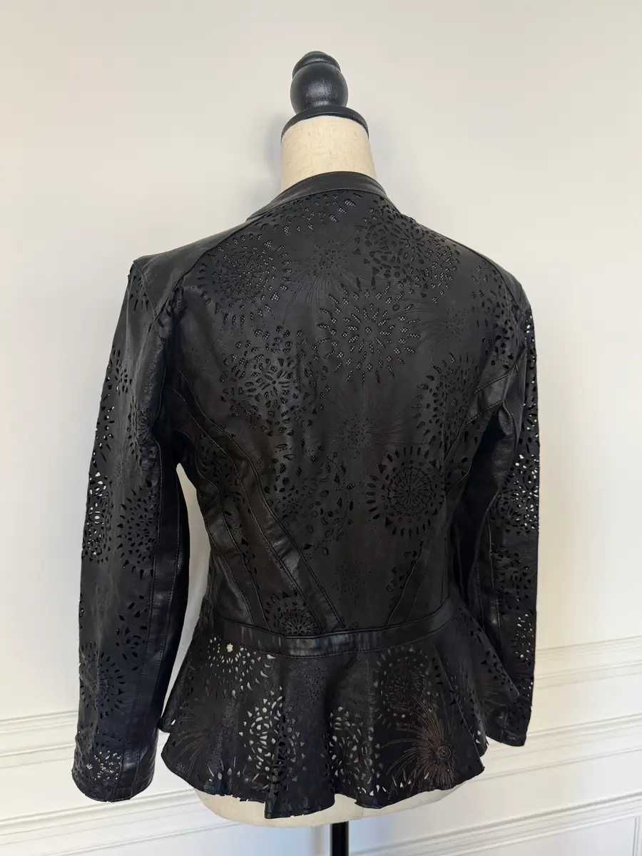 Jen Wonders Studio Cutwork Peplum Leather Jacket | Thumbnail 10