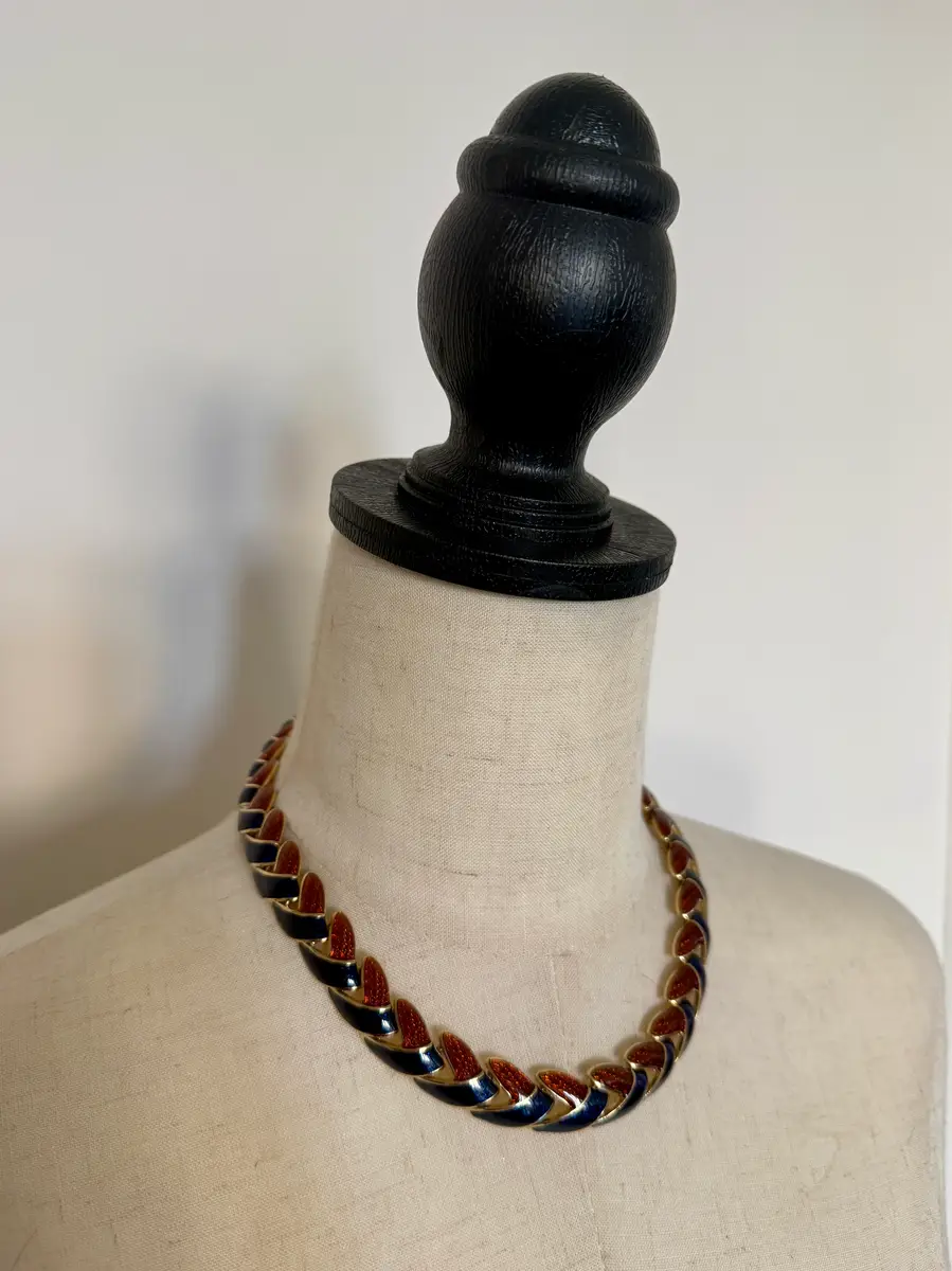 Enamel Blue and Amber Necklace Enamel Blue and Amber Necklace