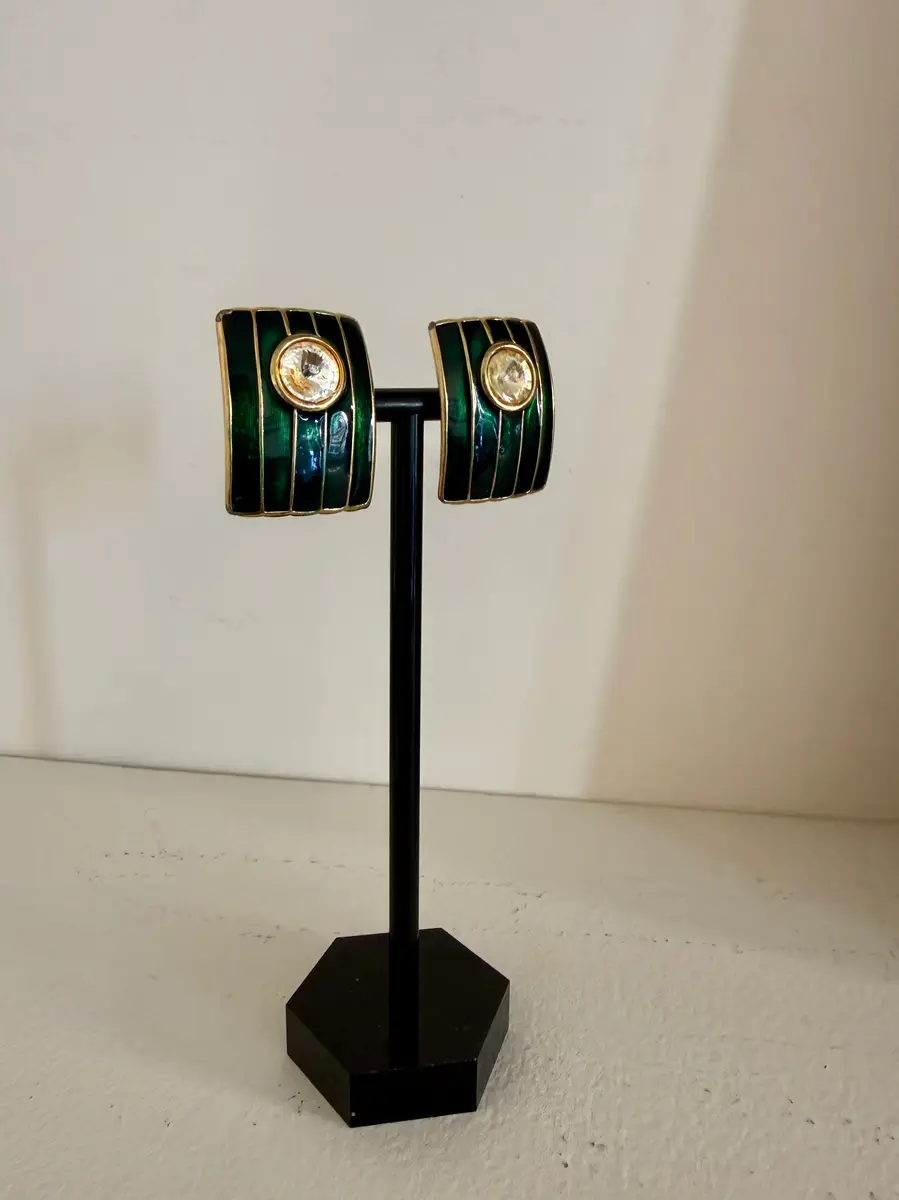 Jen Wonders Studio Green and Gold Earrings | Thumbnail 2