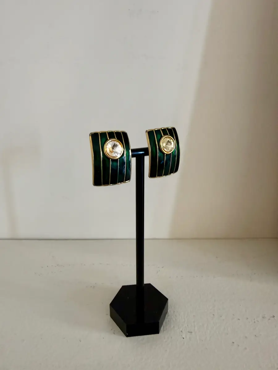 Jen Wonders Studio Green and Gold Earrings | Thumbnail 3