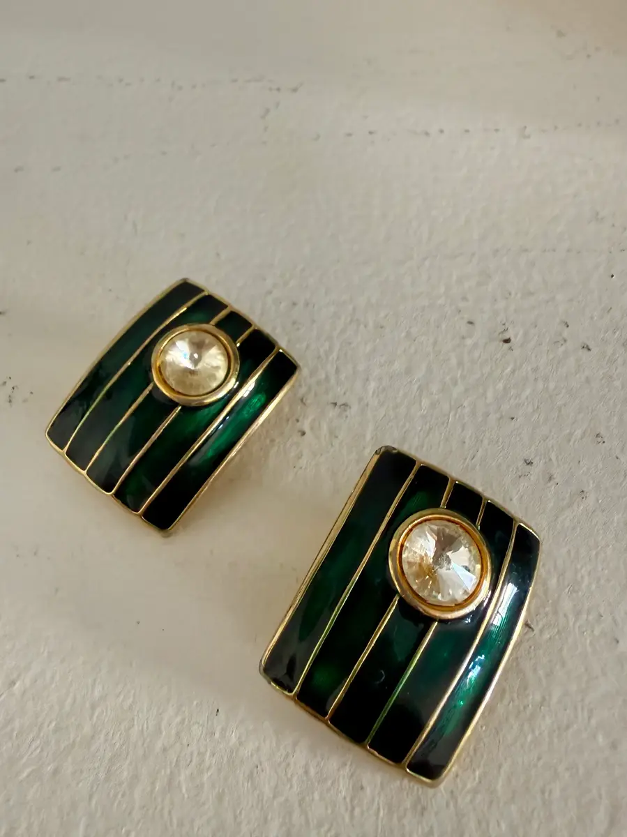 Jen Wonders Studio Green and Gold Earrings | Thumbnail 4