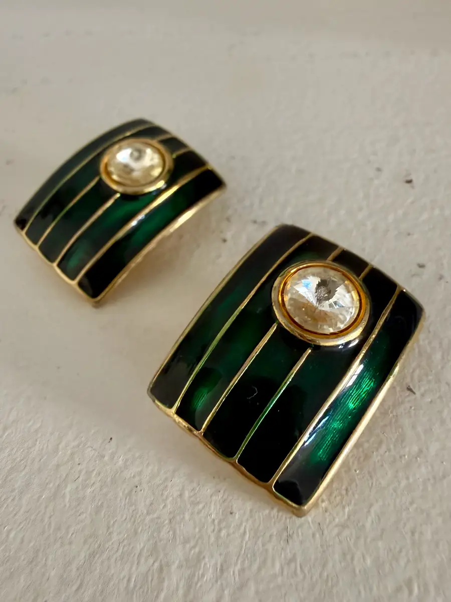 Jen Wonders Studio Green and Gold Earrings | Thumbnail 6