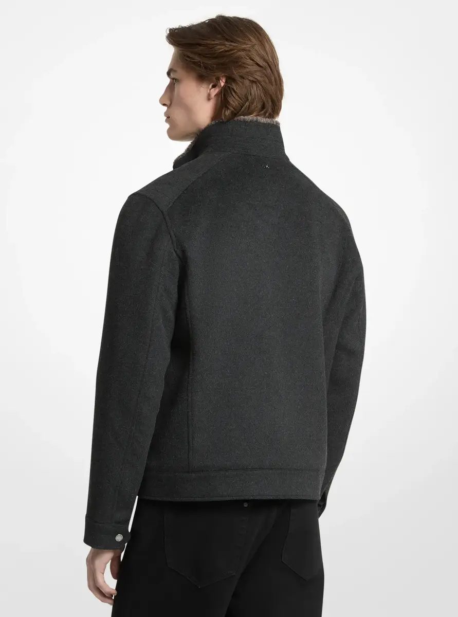 Michael Kors Collection • Jacket • Knit/faux fur • 90% polyester/10% wool • Trim: 100% polyester • Lining: 100% polyester • Zip fastening • Dry clean • Imported • Model is 6'3"/190 cm wearing size M in Grey | Thumbnail 2