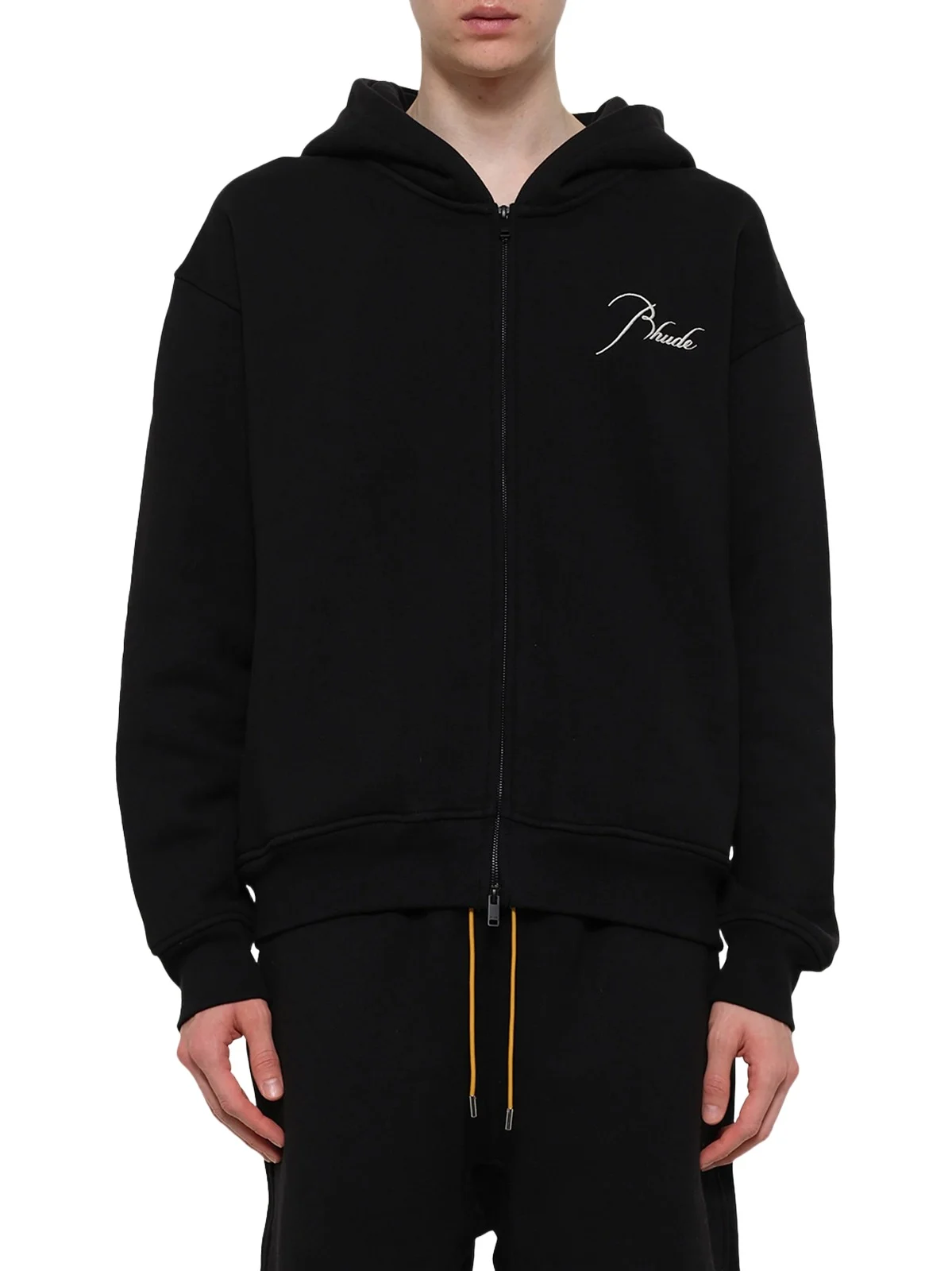 Rhude Classique Zip Up Hoodie in Black/white