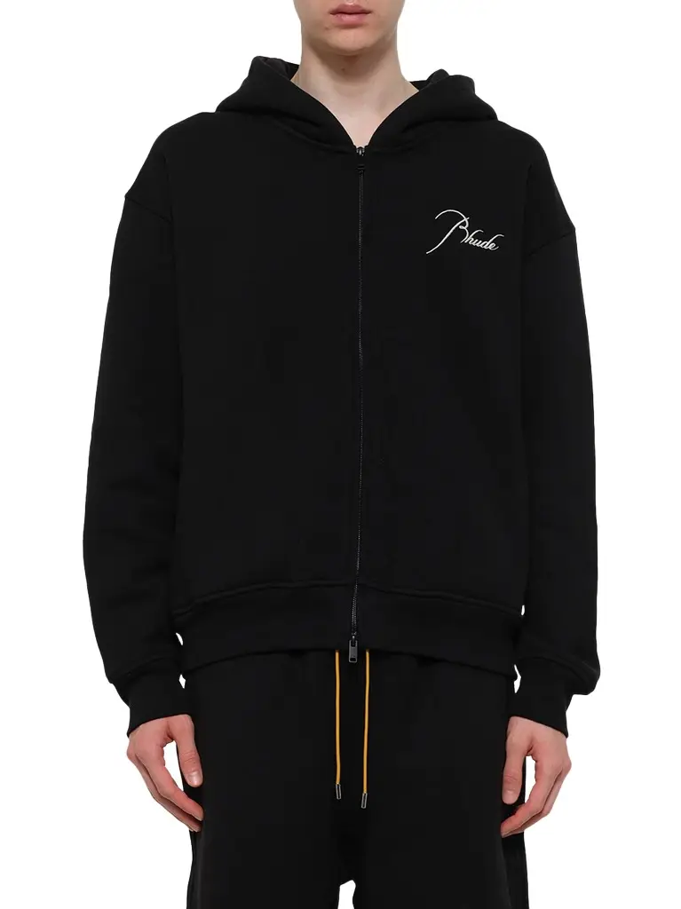 Rhude Classique Zip Up Hoodie in Black/white