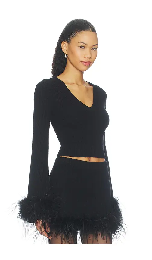 Lovers and Friends Mckina Feather V Neck Sweater | Thumbnail 2 Lovers and Friends Mckina Feather V Neck Sweater | Thumbnail 2