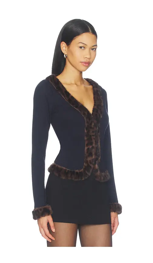 OW Collection Nell Faux Fur Cardigan | Thumbnail 2 OW Collection Nell Faux Fur Cardigan | Thumbnail 2